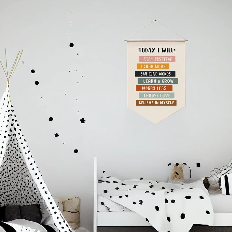 WCDHOR Today I Will Positive Wall Hanging, Educational Wall Art, Inspirational Quotes For Kids, Classroom Decor, Affirmation Wall Decor, Kids Wall Decor, Classroom Décor, Kids Affirmation Hanging Banners - Image 4